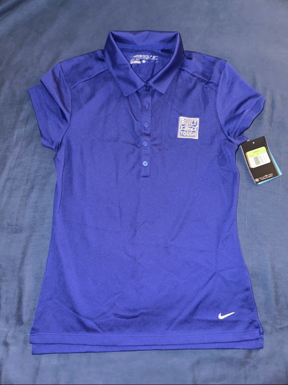 Ford Blue Nike Polo with White Built Ford Tough Embroidery